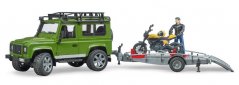 Bruder 2589 Land Rover cu remorcă, motocicletă și figurină