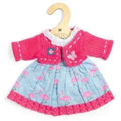 Bigjigs Toys Šaty s plameniakmi a ružovým svetríkom pre bábiku 34 cm