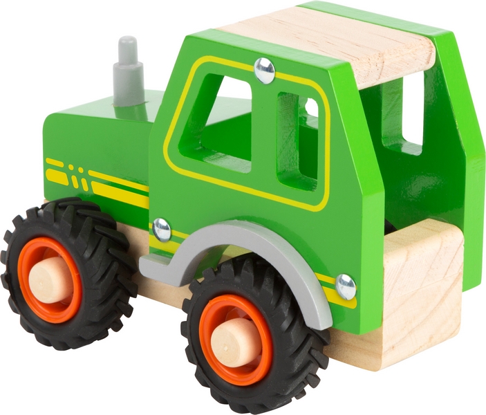 Petit tracteur en bois à pied vert