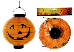 LED papierový lampáš, okrúhly, cca 20 cm, "Tekvica"