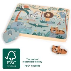 Puzzle Small Foot cu inserție și sunet Safari