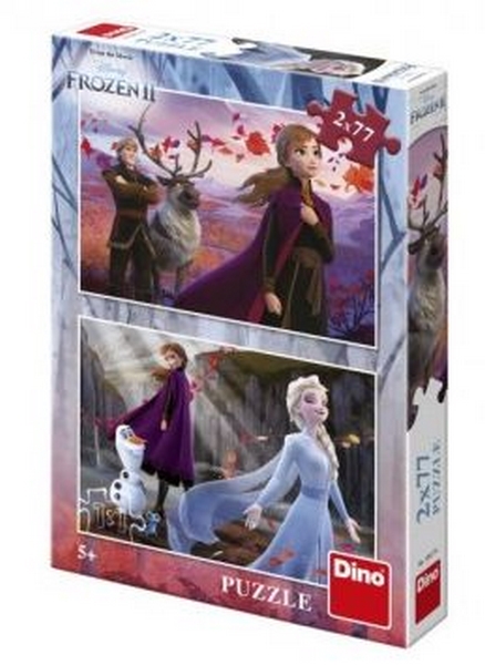 Puzzle 2v1 Ledové království II/Frozen II 2x77dílků v krabici 19x27,5x4cm