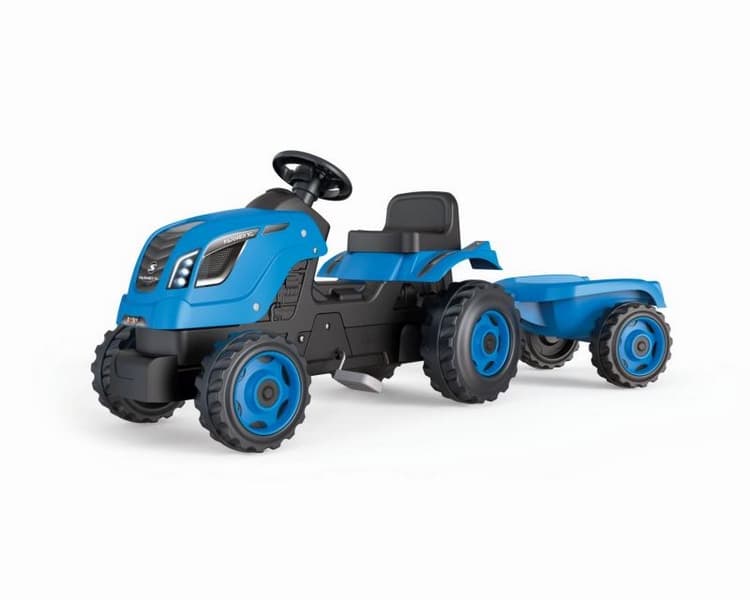 Pedálový traktor Farmer XL modrý s vozíkom