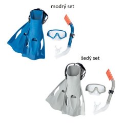 Set de snorkeling Bestway - aripioare, ochelari, snorkel (gri/albastru)