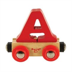 Bigjigs Rail Wagon Calea ferată din lemn pentru trenuri - litera A