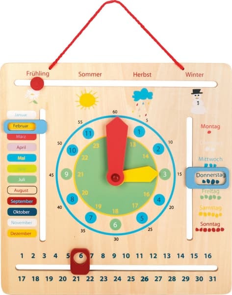 Small Foot Kalendarz edukacyjny z zegarem Język niemiecki