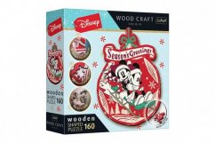 Puzzle din lemn Aventura de Crăciun a lui Mickey și Minnie 160 piese 18,2x24,2cm în cutie 20x20x6cm
