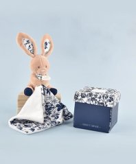 Zestaw upominkowy Doudou - pluszowy królik i kocyk niebieski