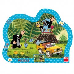 Puzzle de topos con coche amarillo, 25 piezas - Dino
