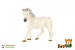 Cheval domestique blanc zoqué en plastique 13cm dans un sac
