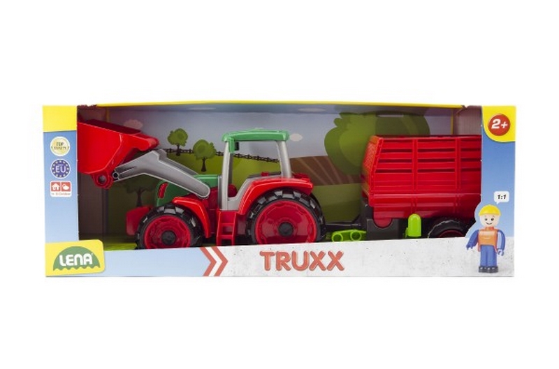 Lena 4428 Truxx Tracteur chargeur avec remorque à foin avec figurine