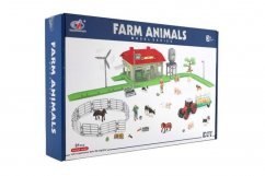 Set granja casera con animales y tractor de plástico con accesorios en caja