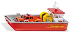 Siku Super 2117 - bateau transportant un camion de pompiers 1:50