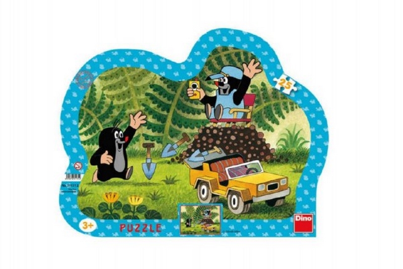 Puzzle de topos con coche amarillo, 25 piezas - Dino