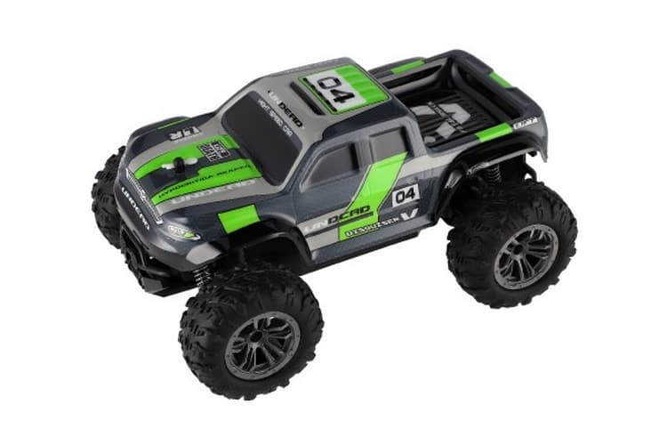Auto RC pick up terénní plast 25cm 2,4GHZ na baterie šedo-zelený v krabici