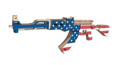 Drewniane puzzle 3D Woodcraft Samopal AK47 w kolorach amerykańskiej flagi