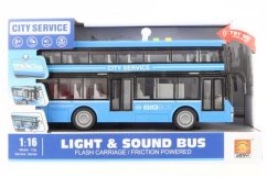 Autobuz cu două etaje albastru, alimentat cu baterii