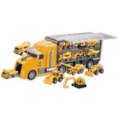 Bavytoy Kamion se stavebními auty žlutý