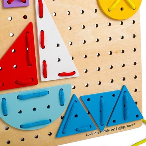 Bigjigs Toys Jeu de lacet en bois Formes géométriques
