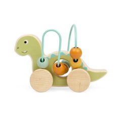 Bigjigs Toys Diplodocus pe roți cu labirint din mărgele