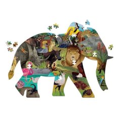 Mudpuppy Puzzle Afrikai szafari elefánt alakban 300 db